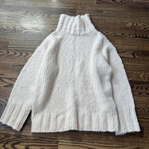 J. Crew Sweaters - Pastel baby pink oversized J. Crew turtleneck sweater textured yarn new